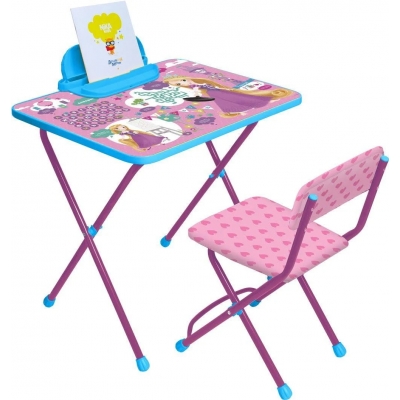 Комплект Disney 1 Рапунцель (стол выс.520мм с пеналом,стул складной,мягкий) Д1Р-М НИКА