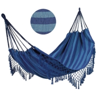 Гамак полотняный (поликоттон) Ham-18 с бахромой, сумкой для хранения и переноски, р-р 200х120 см арт