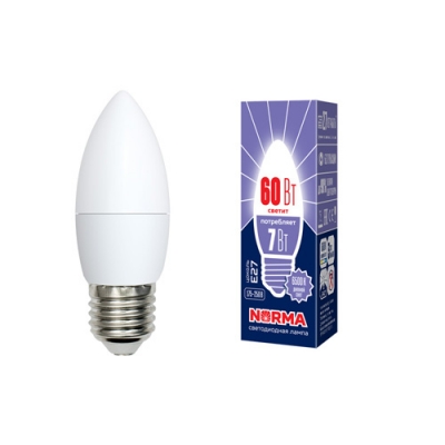 Лампа светодиодная LED-C37-7W/DW/E27/FR/NR Дневной белый свет (6500K) Серия Norma