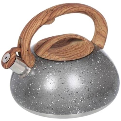 Чайник нерж 3л со свистком, литой, бэкелитовая ручка с силик.покрытием, сер. мрамор Daniks DSC-8799