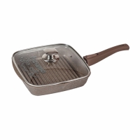 Сковорода-гриль квадр.28х28 АП Гранит brown со съемной ручкой и стекл. крышкой арт.с068806