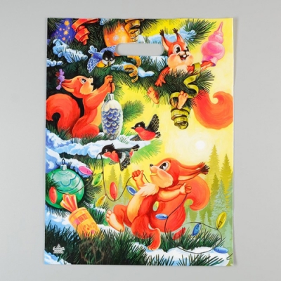 Пакет ПЭ с вырубной ручкой 31х40 (60) Тико НГ ламинация (Три бельчонка) Россия 2200003139273 ВУР3517