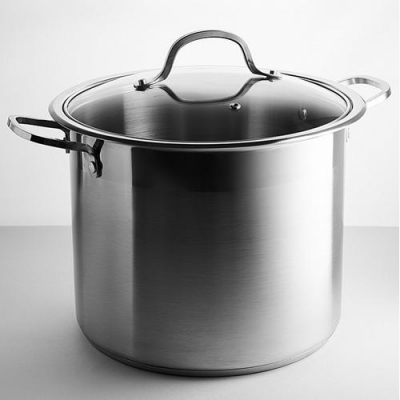 BE-128-12L Кастрюля из нержавеющей стали 12 литров, со стеклянной крышкой, 26х22см