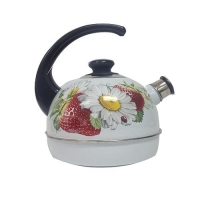 Чайник 3,5 л.(конс.ручка)-белый/клубника с ромашкой (декор- нерж.сталь)Т04/35/03/05 Чайник 3,5 л.(конс.ручка)-белый/клубника с ромашкой (декор- нерж.сталь)Т04/35/03/05
