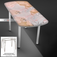 Кухонный стол 1100*700/400 форма 3 Фотопечать (стекло сырое), Н031 (хромированный металлокаркас Паук