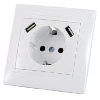 Розетка 2П+З 16А 250В + 2 USB порта 2,1А 5В белая "Лама" TDM (SQ1815-0042)