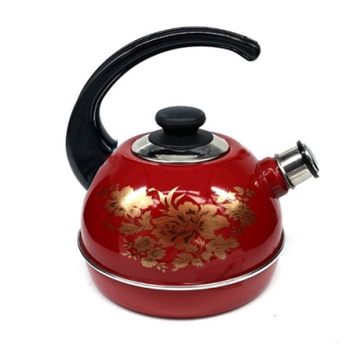 Чайник 3,5 л.(конс.ручка)-бордовый/олимпия (декор-нерж.сталь)Т04/35/01/15