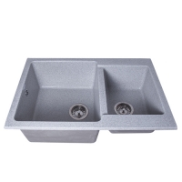 Мойка GranAlliance G-54 (770 х510мм) двухсекционная ,серая с сифоном