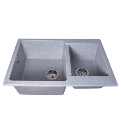 Мойка GranAlliance G-54 (770 х510мм) двухсекционная ,серая с сифоном Мойка GranAlliance G-54 (770 х510мм) двухсекционная ,серая с сифоном