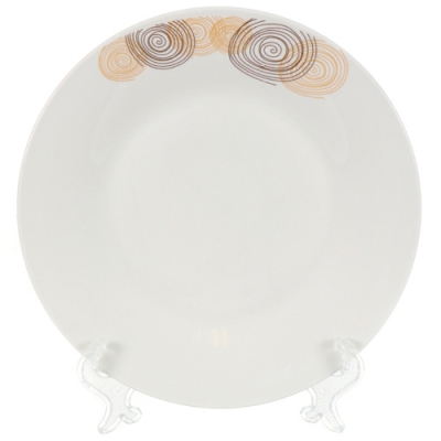 Тарелка десертная, керамика, 19 см, круглая, Daniks, Бежевые круги (363574)
