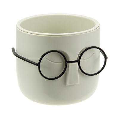 Кашпо СТИВ D115мм 0,65л со вставкой Белый ротанг М3079