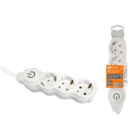 Удлинитель бытовой Люкс УЛ03В выкл, 3 гнезда, 5м, с/з, с з/ш, ПВС 3х1мм2 16А/250В TDM (SQ1303-0132