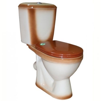 Унитаз-компакт "ЛИРА",к/в, 1-реж, сид. ПП, декор коричневый (КИРОВ)