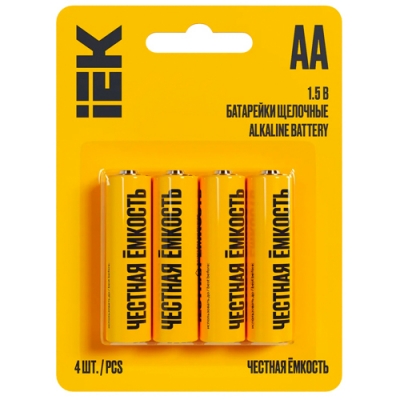 Батарейка щелочная Alkaline LR06/AA (4шт/блистер) IEK ABT-LR06-OP-L04