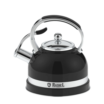 Чайник из нержавеющей стали 3 л со свистком, цвет: чёрный (10228010/020426/5103008, Китай) (R-7771)