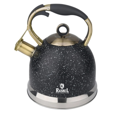 Чайник из нержавеющей стали 3 л со свистком ,цвет: чёрный гранит R-7736
