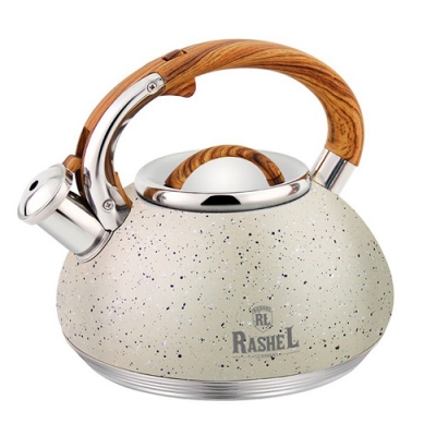 Чайник из нержавеющей стали 3 л со свистком,цвет: кремовый (М-7909) "МАРУСЯ"