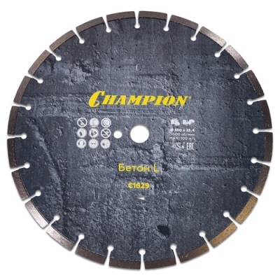 Диск алмазный CHAMPION бетон L 350/25,4/10 Concremax (старый бетон, ж/б с наполн.сред.тв) С1629