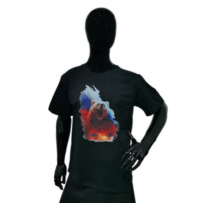 Футболка мужская Доброшвейкин Патриот черная Медведь р.52