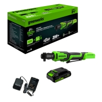 Гайковерт-трещотка аккумуляторный Greenworks GD24RW,б/щет, 1/2",80Нм,70 мм,1x2Ач,ЗУ (3804007CUA)