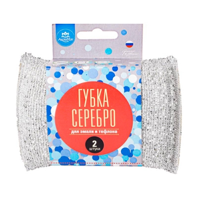 Губка для эмали и тефлона (2 ед. в упак.) 1/24 АкваМаг ГЭТ-002С