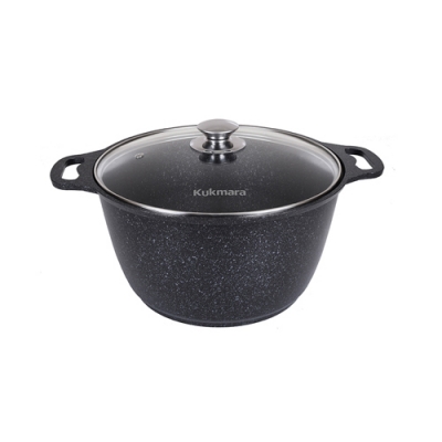 Кастрюля 8л со стекл. крышкой, АП (темный мрамор) "Kukmara"