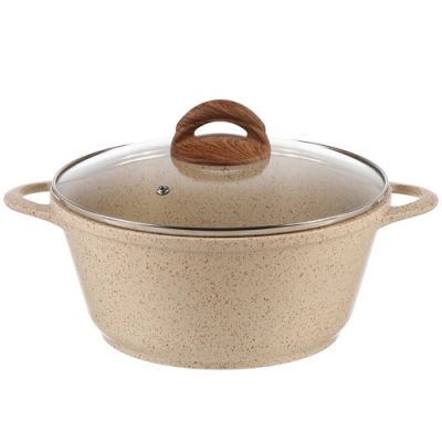Кастрюля алюминий, антипригарное покрытие, 3 л, с крышкой, крышка стекло, круглая, Гурман, Estima, Г