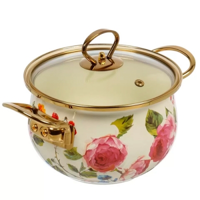 Кастрюля эмал сталь, 2 л, крышка стекло, Daniks, Pions, индукция (513818)