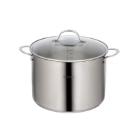 Кастрюля нержавеющая сталь, 12 л, крышка стекло, Daniks, Профессионал, GS-01338-28HCA -12L, индукция