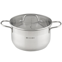 Кастрюля нержавеющая сталь, 3.6 л, крышка стекло, Daniks, Нолан, GS-01363-20CA, индукция (480207)
