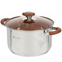 Кастрюля нержавеющая сталь, 5 л, крышка стекло, Daniks, Веллингтон, GS-01415-22CA, индукция (397631)