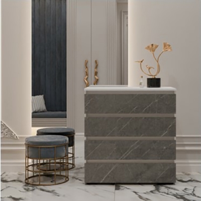 Комод 1 Олимпия, белый + серый мрамор
