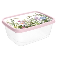Контейнер для продуктов Homver прямоугольный 1,5л с декором Цветущий луг 1110