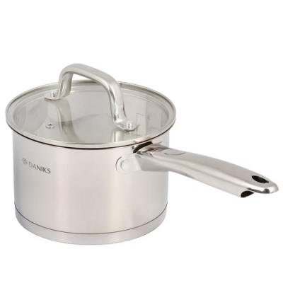 Ковш нержавеющая сталь, 2.1 л, крышка металл, металлическая ручка, индукция, Daniks, Рейн, GS-01229-