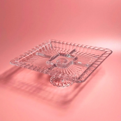 Квадратная менажница 35,6см на ножке в под.уп.(х4)Стекло арт.588-691