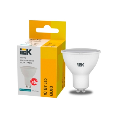 Лампа светодиодная ALFA PAR16 софит 10Вт 230В 4000К GU10 (6шт)IEK