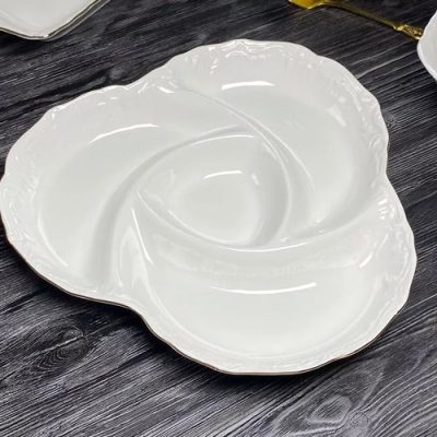 Менажница 25,5см АВРОРА ЗОЛОТО в под.уп.(х12)Фарфор арт.305-063