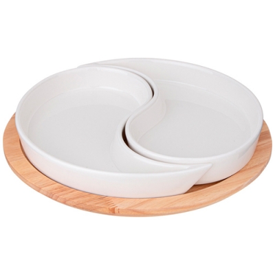 Менажница lefard "Native" 2 секции на дерев.подставке 26*4 см 263-1352