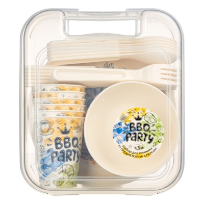 Набор для пикника Homver с декором 37 предметов на 6 персон светло-бежевый 1378