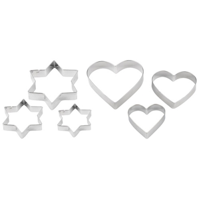 Набор форм для выпечки и вырубки теста TORTA, 6 шт., сердце/звезда арт.108362