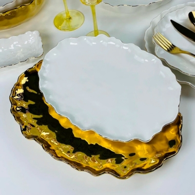 Набор из 2 овальных блюд 30,5/35,5см ВАНЕССА ЗОЛОТО в под.уп.(х12)Фарфор арт.305-280