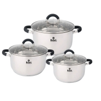 Набор кастрюль 6 пр. из нержавеющей стали со стекл. кр. (3,6л, 4,7л, 6л) (R-346к) "МАРУСЯ"