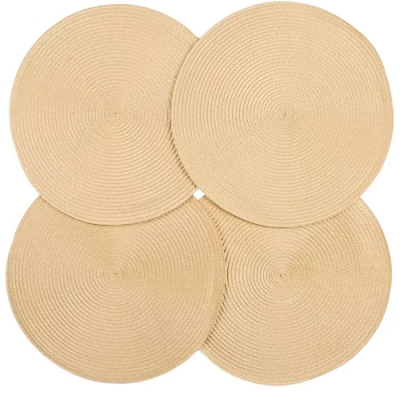 Набор салфеток полимер, 38х38 см, круглый, 4 шт, МП, кремовый, Y6-2545 (508933)
