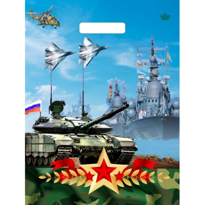 Пакет с вырубной ручкой 31х40+6 (60) Тико (Оборона) ВУР69509