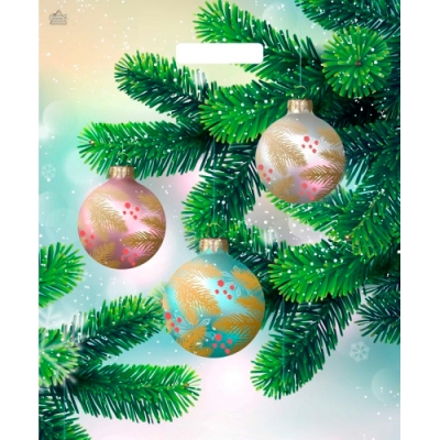 Пакет с вырубной ручкой 38х45+6см (60) (Матовые шары) НГ, глянцевый Тико ВУР56839 Пакет с вырубной ручкой 38х45+6см (60) (Матовые шары) НГ, глянцевый Тико ВУР56839