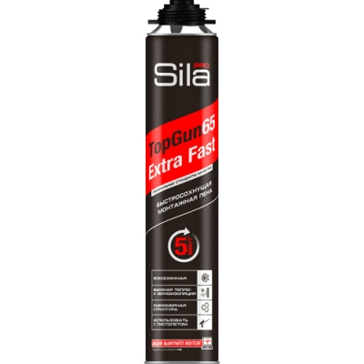 Пена монтажная профессиональная быстросохнущая Sila Pro TopGun 65 EXTRA Fast 850 мл. Пена монтажная профессиональная быстросохнущая Sila Pro TopGun 65 EXTRA Fast 850 мл.
