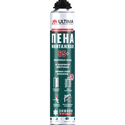 Пена монтажная Ultima Pro 65 + профессиональная, зимняя 820 мл.