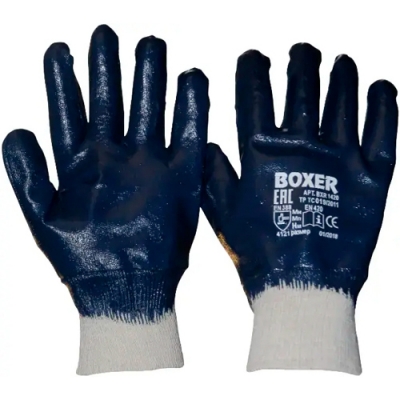 Перчатки Boxer 1420 с нитриловым покрытием,манжета обливные р.10