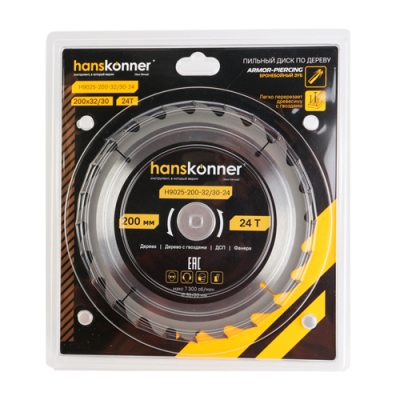 Пильный диск по дереву ArmorPiercing Hanskonner 200x32/30мм, 24 зуба H9025-200-32/30-24