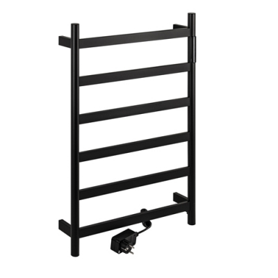 Полотенцесушитель электрический, черный , матовый, ЛЕСЕНКА, 480 х 730 х 90 мм, на 6 пер KRAFTTE44046